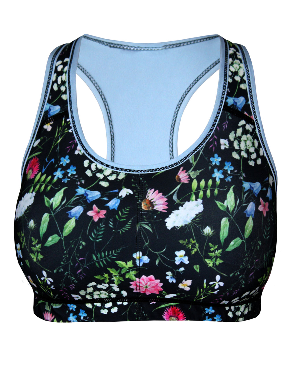 Black high intensity sportsbra, made in Cape Town, by local brand Vivolicious. Our sportsbra's are popular with runners.  And used as crop tops by yogi's.