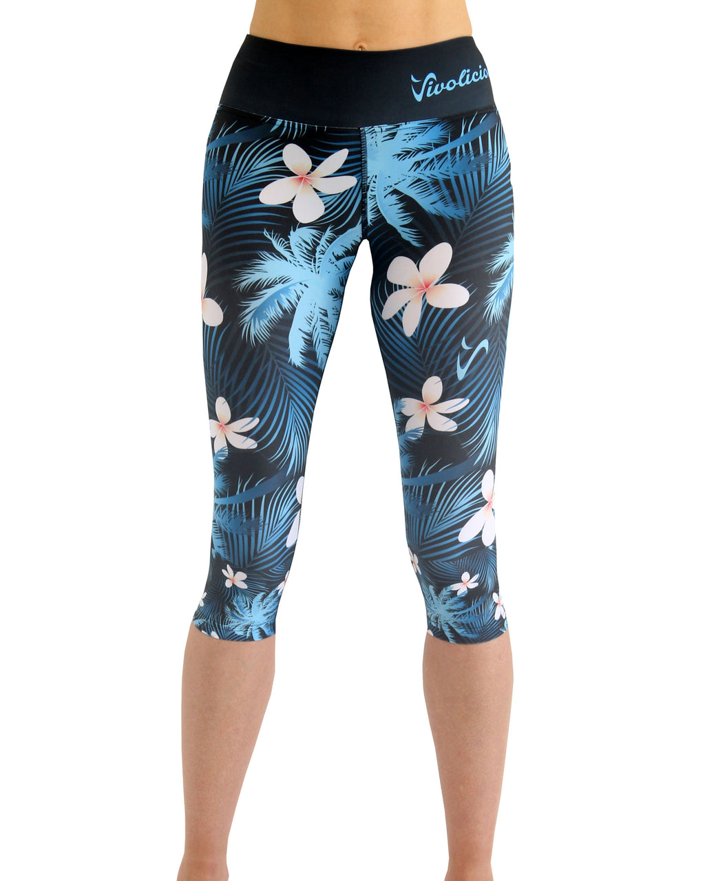 Tropical floral capri yoga leggings  