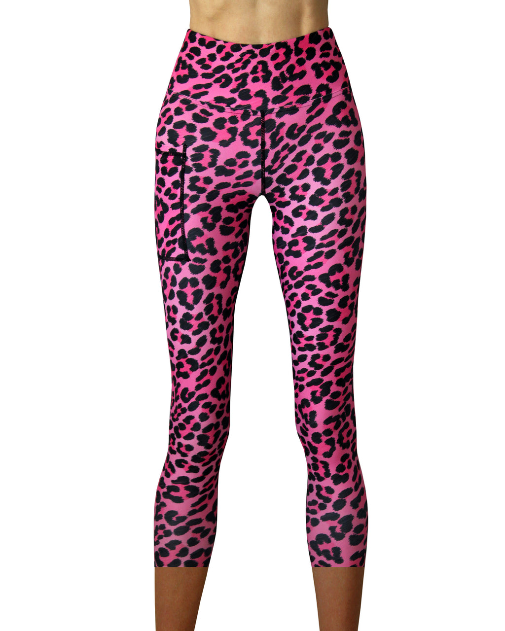 Leopard print three quarter cropped capri leggings, made by Vivolicious in Cape Town.  
