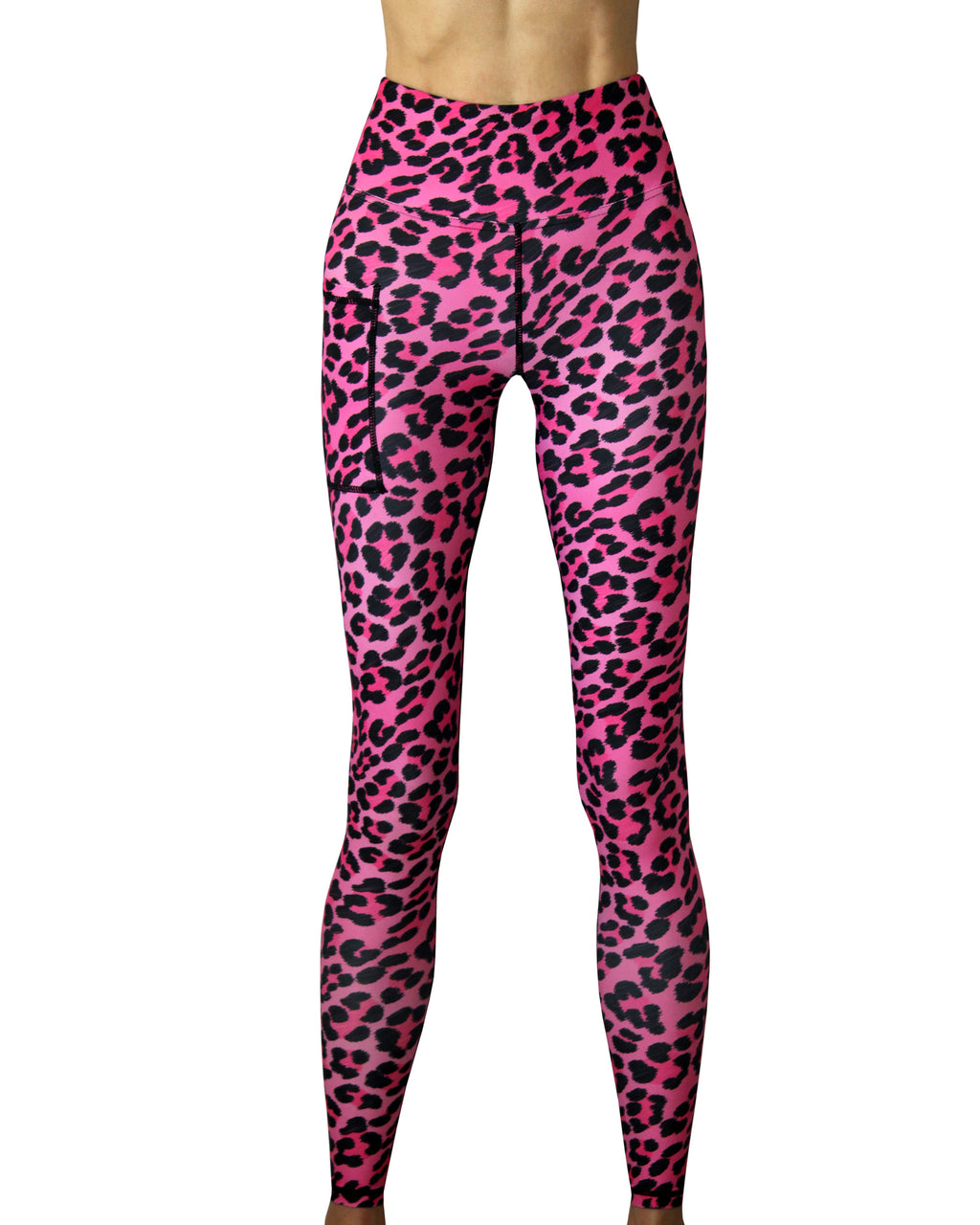 Pink and black leopard women's workout and running leggings made by Vivolicious in Cape Town.  