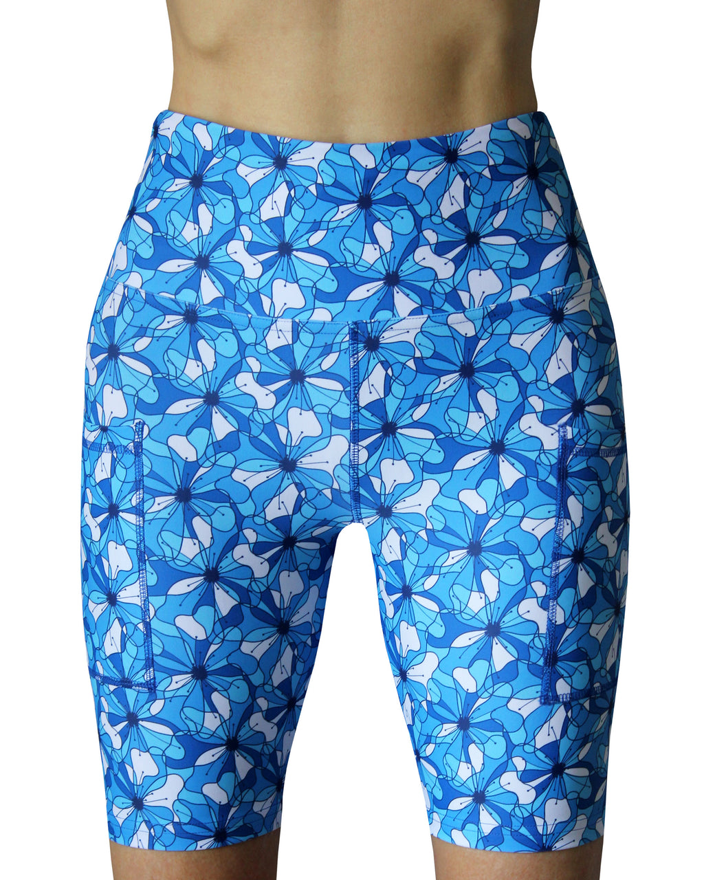 Blue Women's quick dry fitness gym shorts. Made in Cape Town, South Africa. 