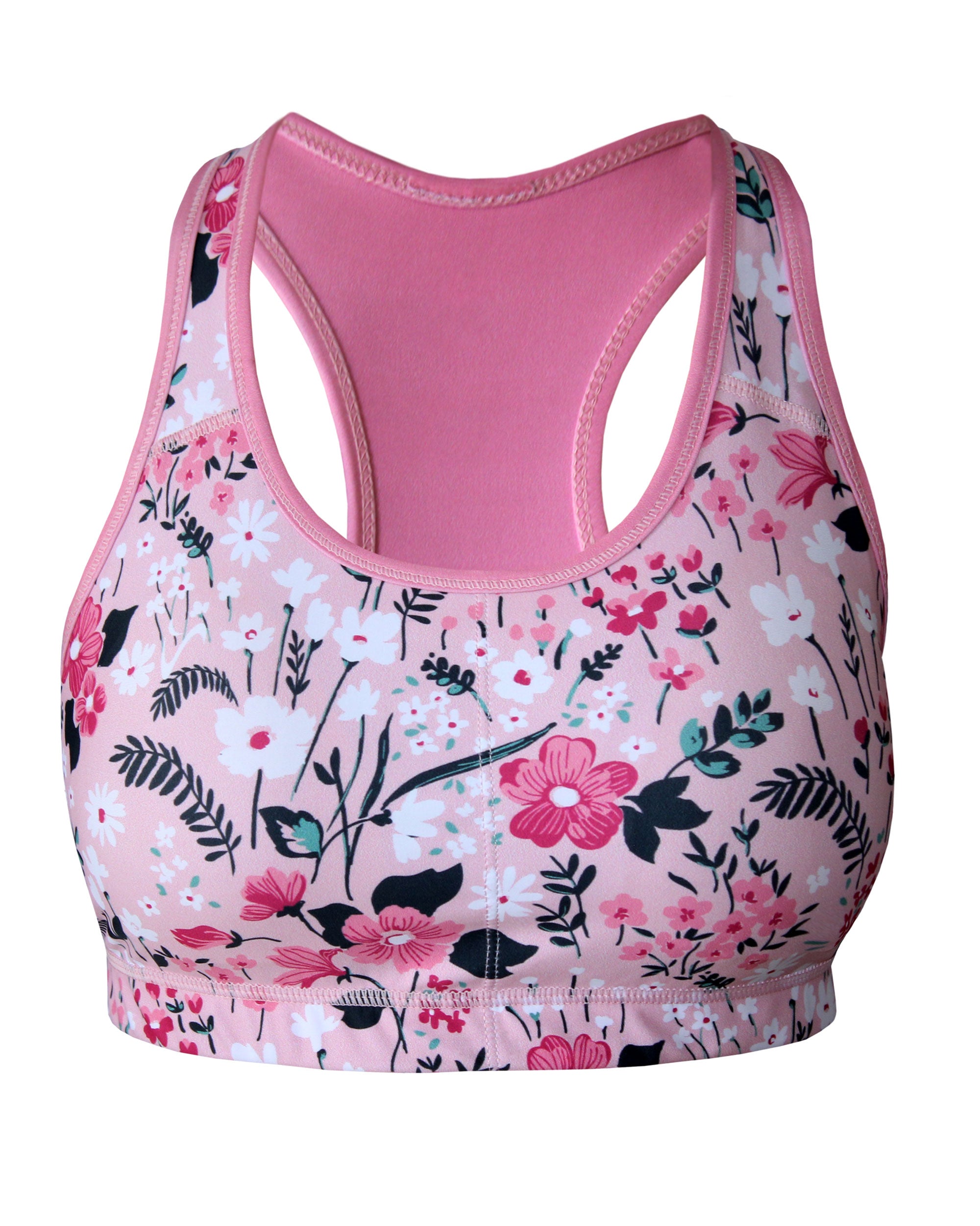 Pink no-chafe high intensity sportsbra for running marathons and doing Hyrox Gym workouts. Made in Cape Town.