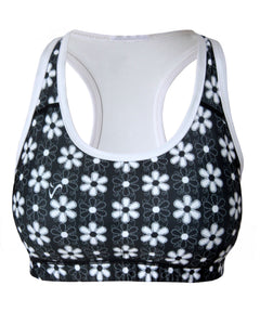 Black and white High Intensity Sports Bra for running and gym workouts. Activewear and Gym wear Made in Cape Town, South Africa.