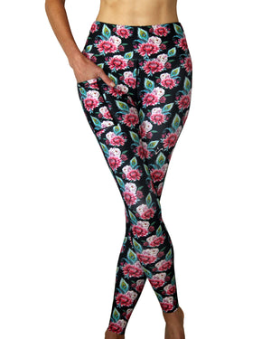 Leggings with beautiful peacock and floral print. Perfect for running, gym workouts and yoga.