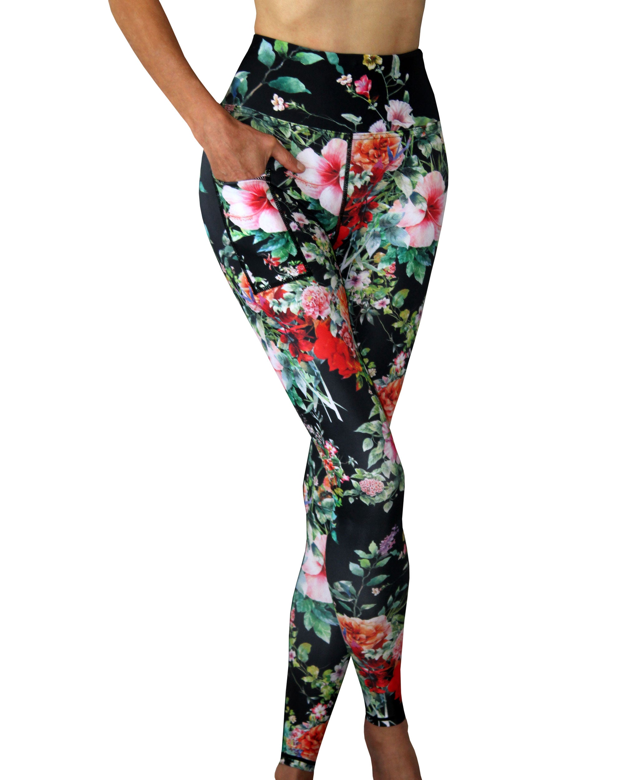 Vivolicious floral leggings for yoga and gym workouts, made in Cape Town South Africa.