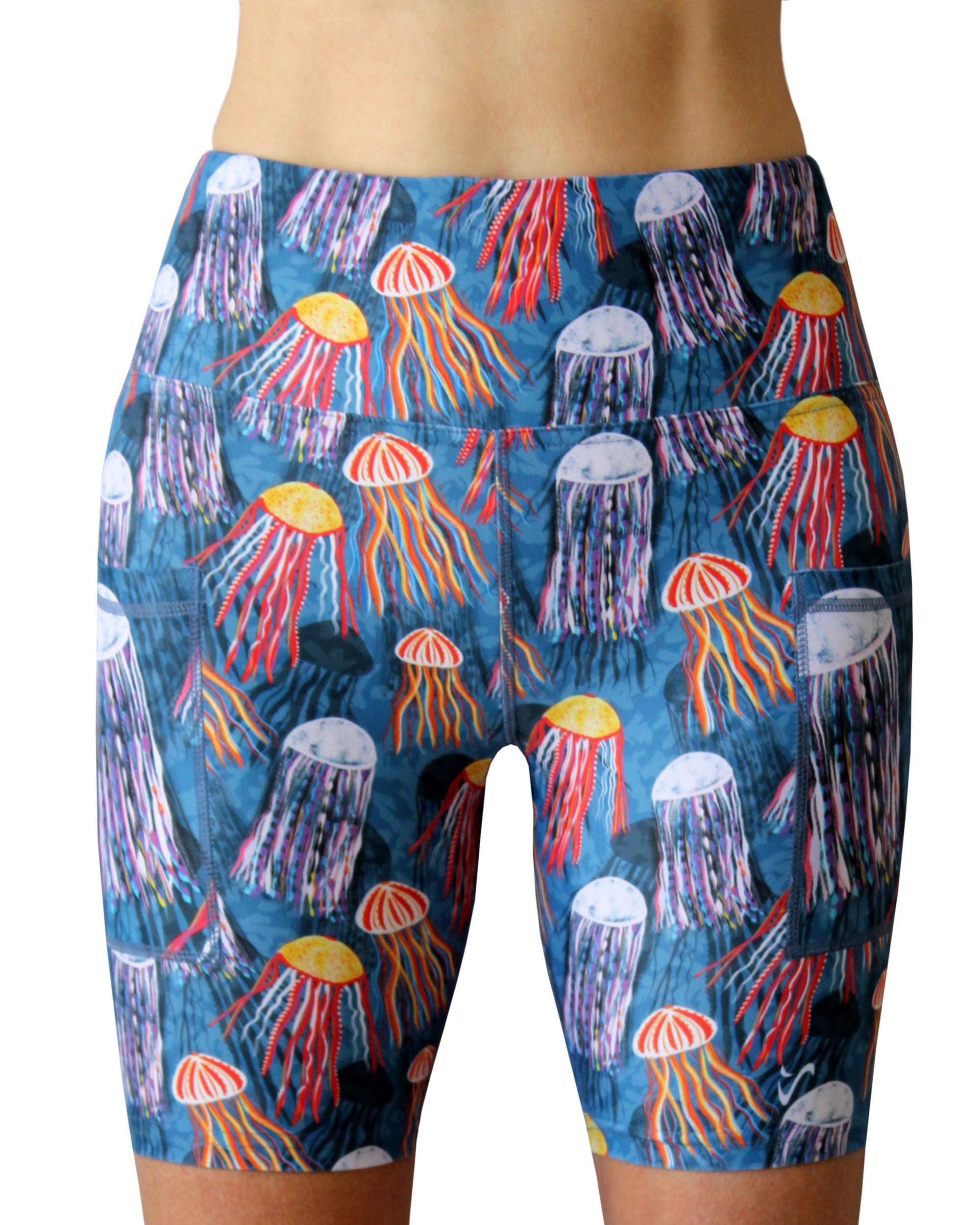 Women's running shorts with funky jellyfish print