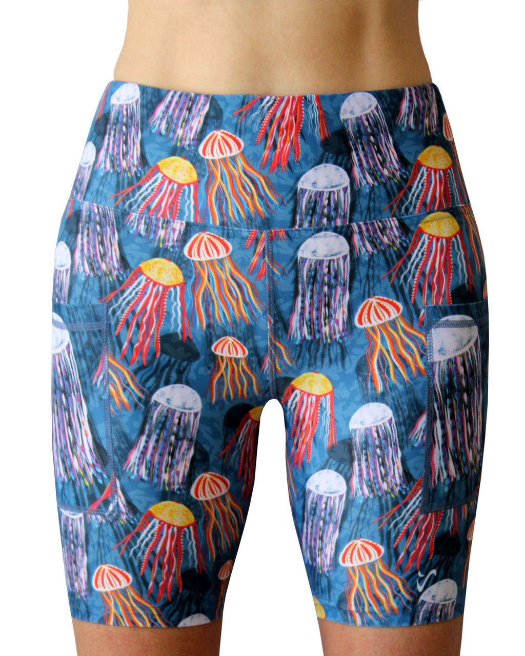 Women's running shorts with funky jellyfish print
